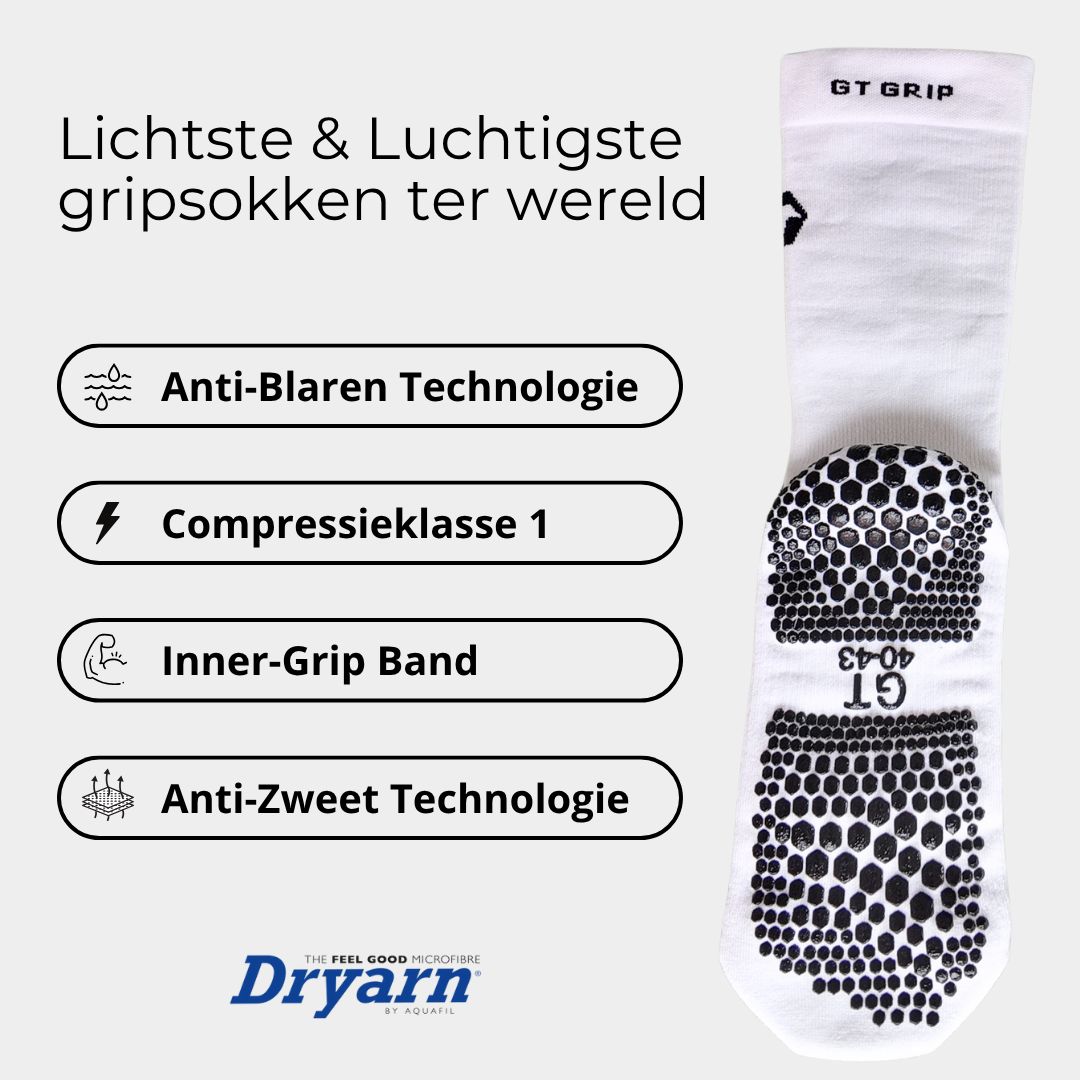 GT Ultra Light Grip Socks - dunne voetbal gripsokken wit