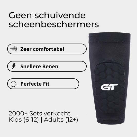 Ingebouwde GT scheenbeschermers zwart, 12x7 cm, Sleeve Shin Pads