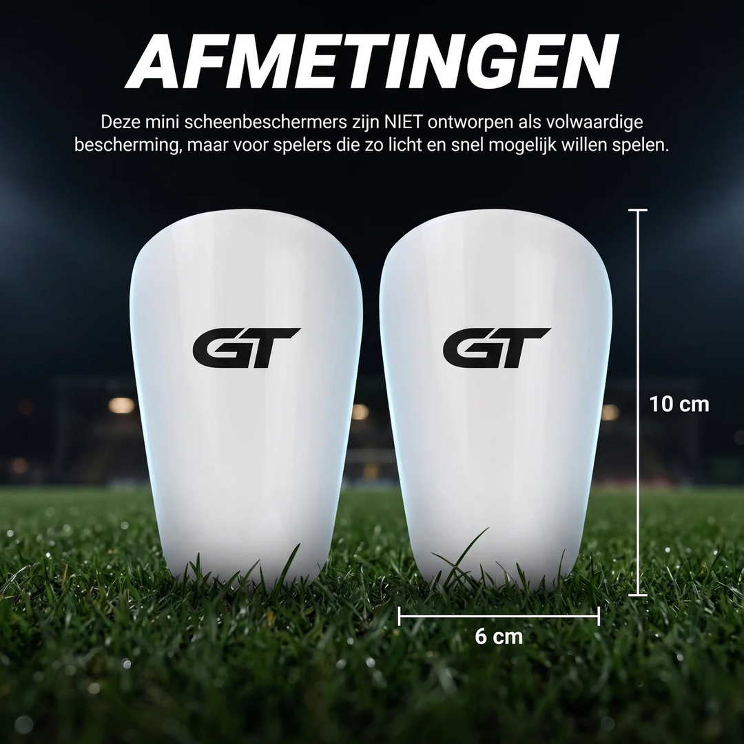 GT Mini Shin Pads wit, afmetingen 10 x 6 cm | GT Sport Selection