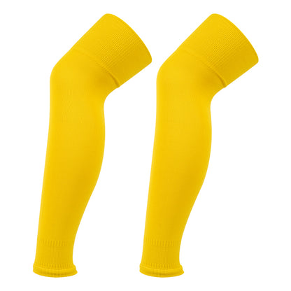 Gele footless sokken, tubesokken, sleeve socks voetbal