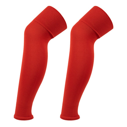 Rode footless sokken, rode tubesokken, rode sleeve socks voetbal