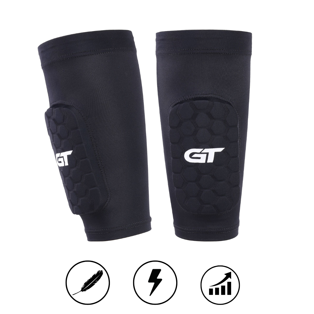 GT Sleeve Shin Pads - 12 x 7 cm ingebouwde scheenbescherming - Licht, zwart