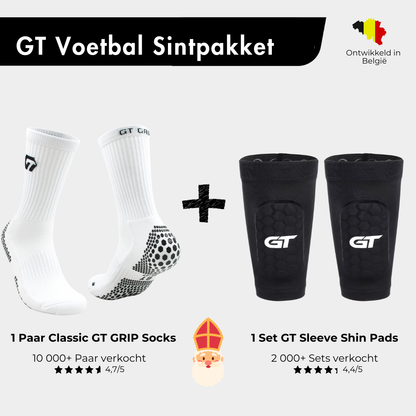 Sint bundel voor voetballers, gripsokken en scheenbeschermers