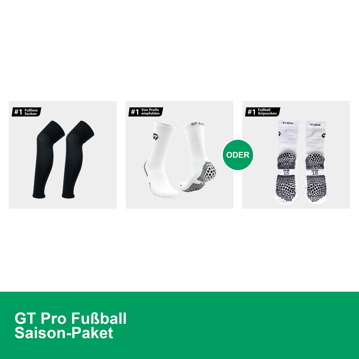GT Pro Fußball Saison-Paket: Pro Sleeve Stutzen mit Classic oder Ultra Light Grip-Socken