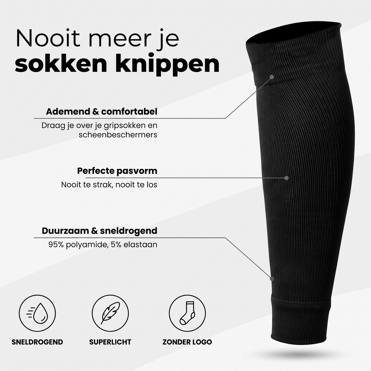 GT Pro Sleeve Socks voetloze voetbalkous: ademend, perfecte pasvorm, sneldrogend en zonder logo | GT Sport Selection